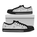 White And Black Spider Web Pattern Print Black Low Top Sneakers