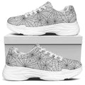 White And Black Spider Web Pattern Print White Chunky Shoes