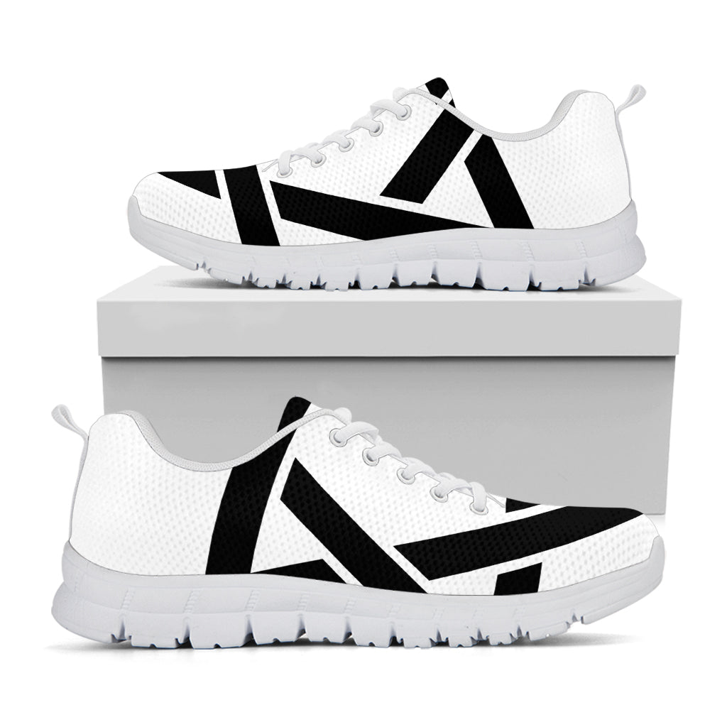 White And Black Star of David Print White Running Shoes