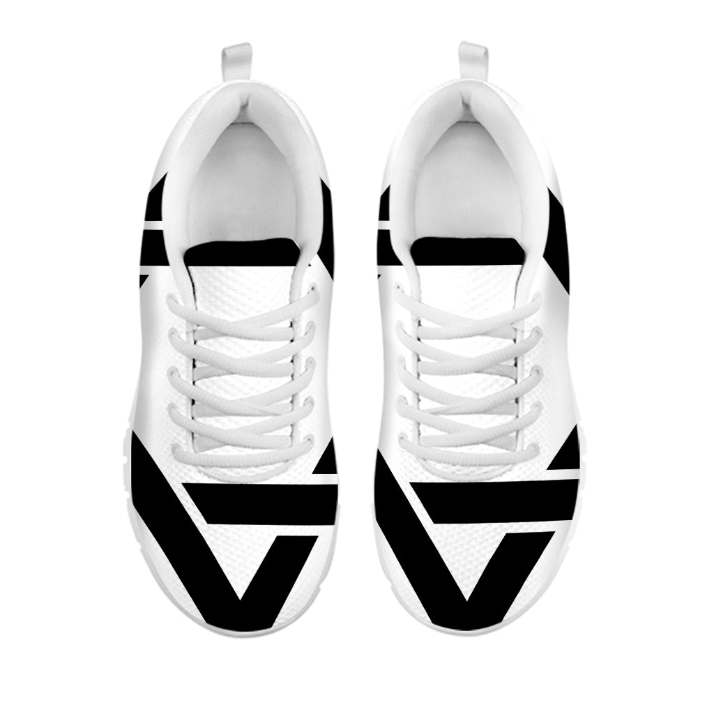 White And Black Star of David Print White Running Shoes