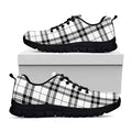 White And Black Tartan Pattern Print Black Running Shoes