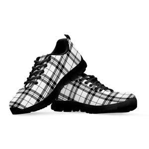 White And Black Tartan Pattern Print Black Running Shoes