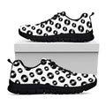 White And Black Vinyl Pattern Print Black Running Shoes