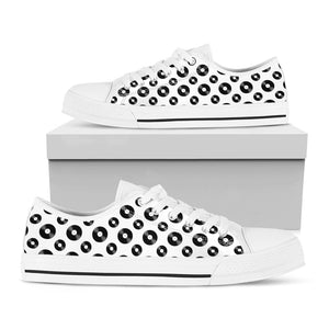 White And Black Vinyl Pattern Print White Low Top Sneakers