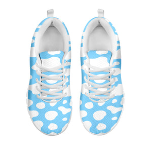 White And Blue Cow Print White Running Shoes