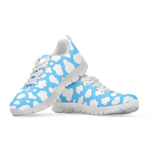 White And Blue Cow Print White Running Shoes