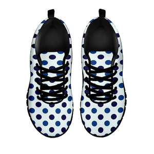 White And Blue Polka Dot Pattern Print Black Running Shoes