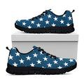 White And Blue USA Star Pattern Print Black Running Shoes