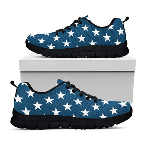 White And Blue USA Star Pattern Print Black Running Shoes