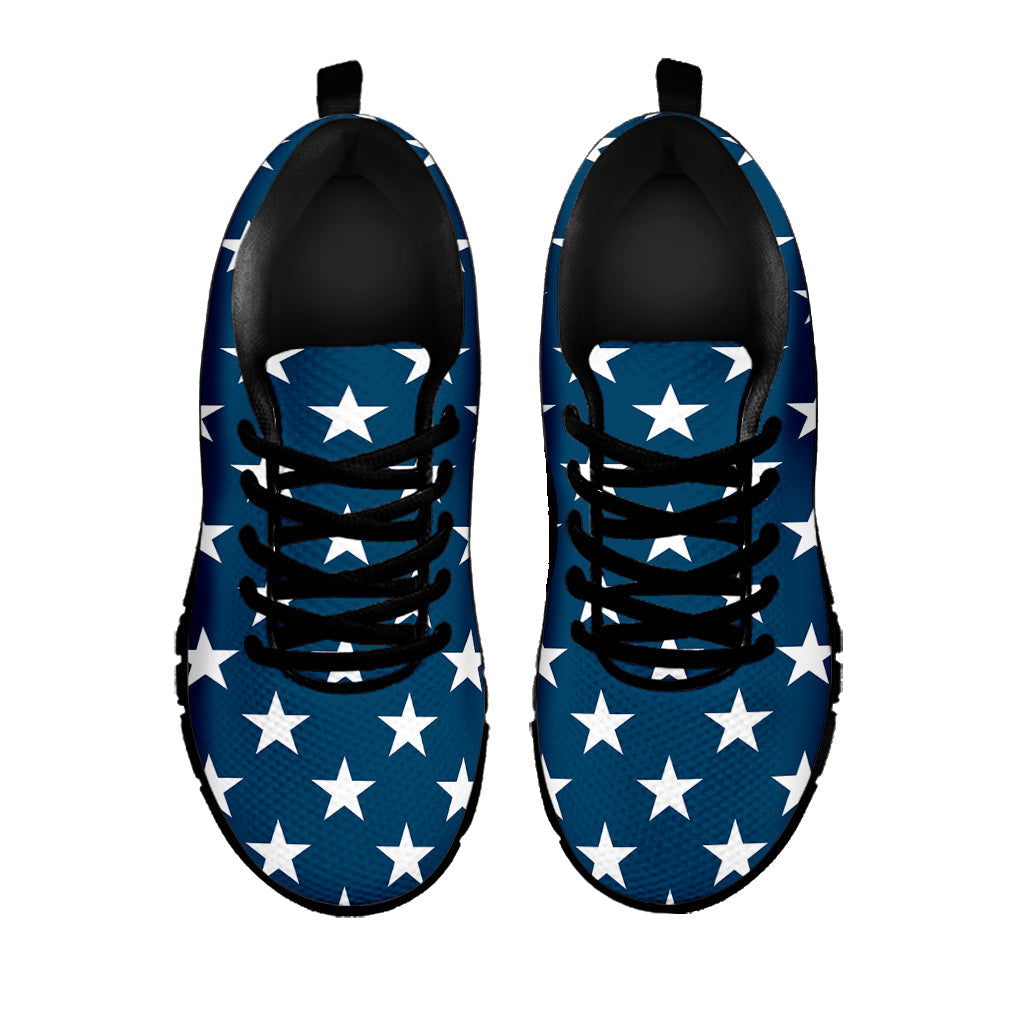 White And Blue USA Star Pattern Print Black Running Shoes
