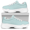 White And Cyan Striped Pattern Print White Chunky Shoes