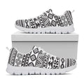 White And Grey Aztec Pattern Print White Running Shoes