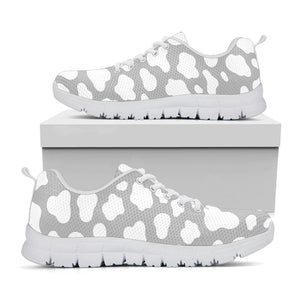 White And Grey Cow Print White Running Shoes