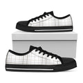 White And Grey Plaid Pattern Print Black Low Top Sneakers