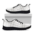 White And Grey Plaid Pattern Print Black Running Shoes
