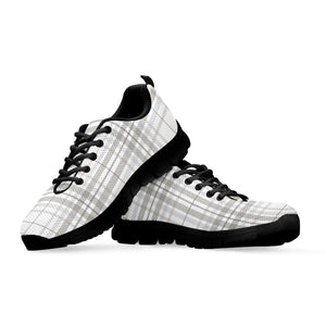 White And Grey Plaid Pattern Print Black Running Shoes