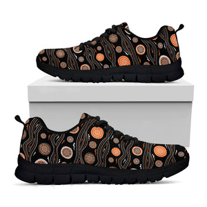 White And Orange Aboriginal Dot Print Black Running Shoes