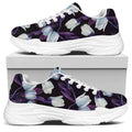 White And Purple Tulip Pattern Print White Chunky Shoes