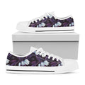White And Purple Tulip Pattern Print White Low Top Sneakers