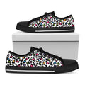 White And Rainbow Leopard Print Black Low Top Sneakers