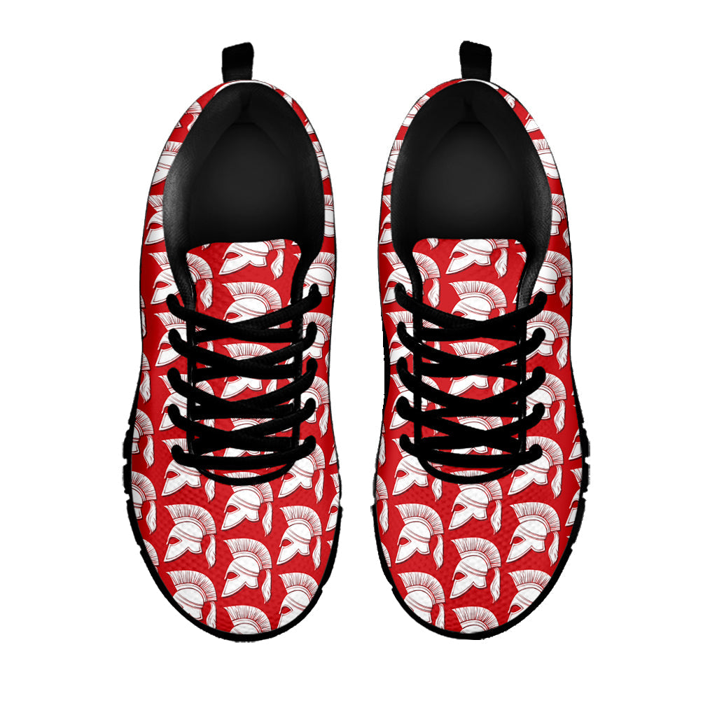 White And Red Spartan Pattern Print Black Running Shoes