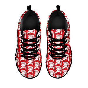 White And Red Spartan Pattern Print Black Running Shoes