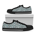 White And Teal Leopard Print Black Low Top Sneakers