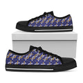 White And Yellow DNA Pattern Print Black Low Top Sneakers