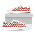 White Beige And Red Chevron Print White Low Top Sneakers