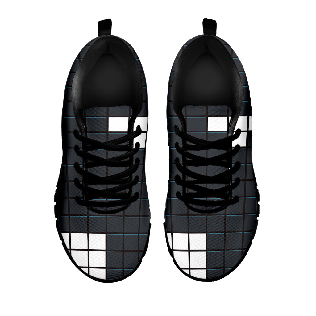 White Brick Puzzle Video Game Print Black Running Shoes