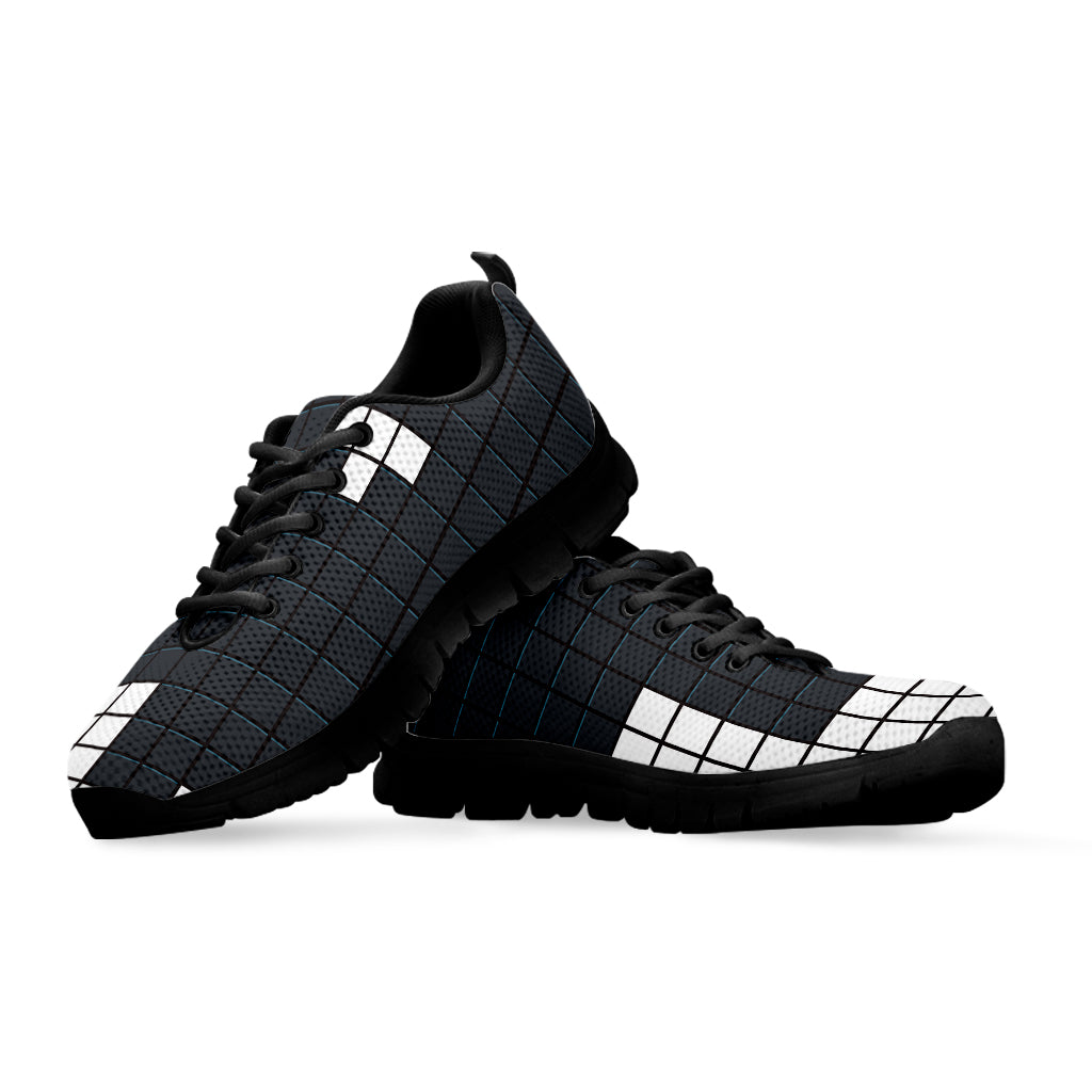 White Brick Puzzle Video Game Print Black Running Shoes