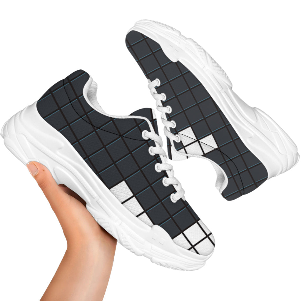 White Brick Puzzle Video Game Print White Chunky Shoes