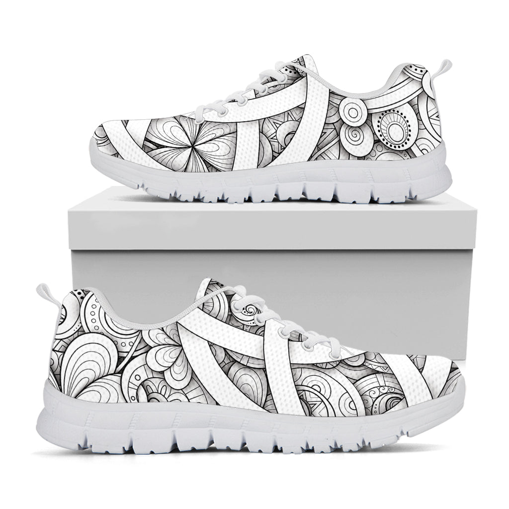 White Celtic Trinity Knot Symbol Print White Running Shoes
