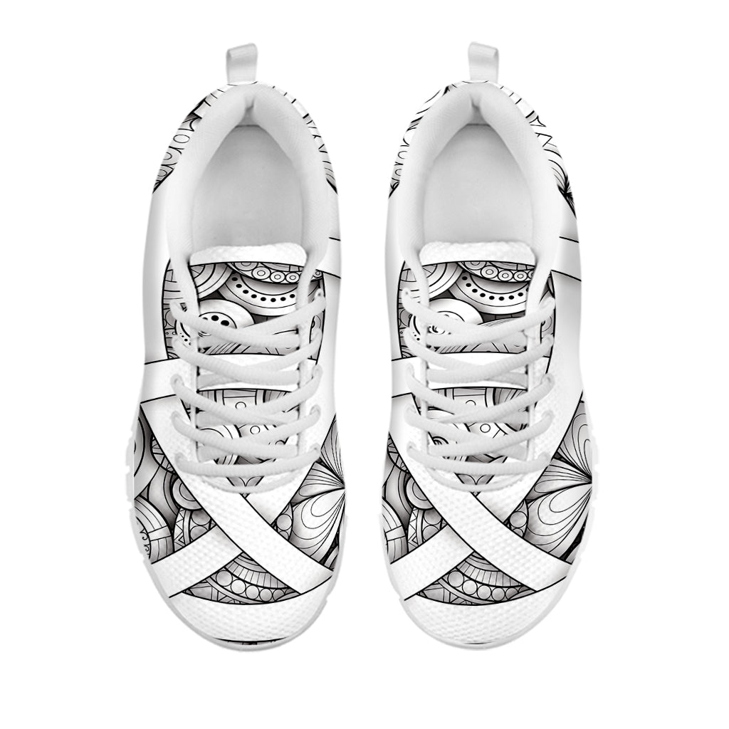 White Celtic Trinity Knot Symbol Print White Running Shoes