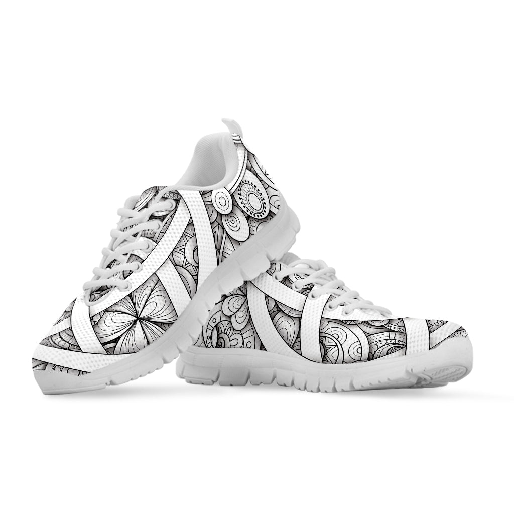 White Celtic Trinity Knot Symbol Print White Running Shoes
