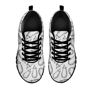 White Eggplant Drawing Print Black Running Shoes