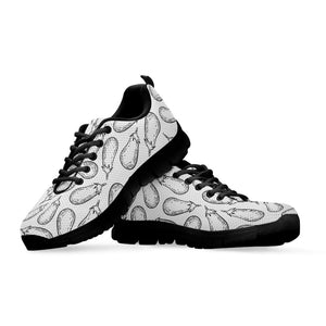 White Eggplant Drawing Print Black Running Shoes