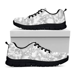 White Electric Lightning Print Black Running Shoes