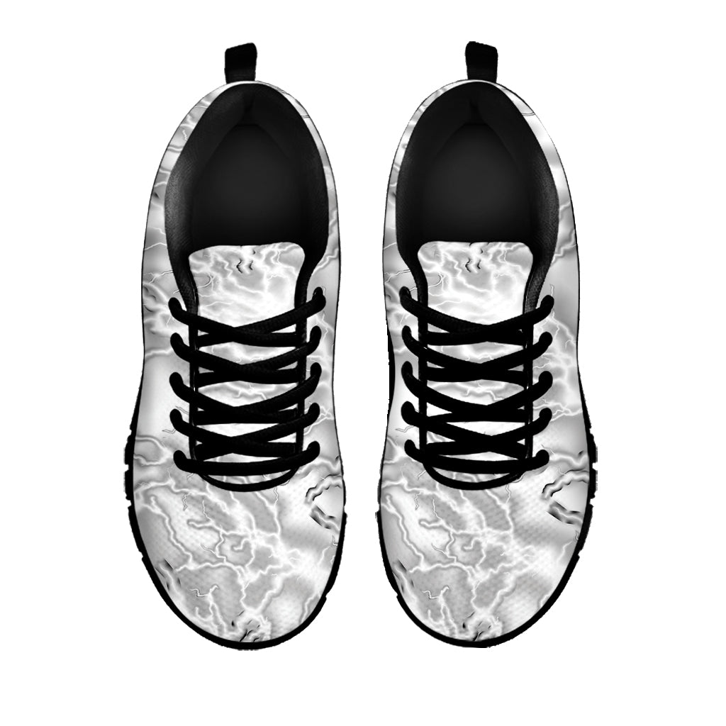 White Electric Lightning Print Black Running Shoes