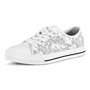 White Electric Lightning Print White Low Top Sneakers