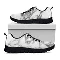 White Gray Marble Print Black Running Shoes