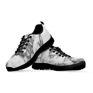 White Gray Marble Print Black Running Shoes