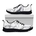 White Gray Scratch Marble Print Black Running Shoes