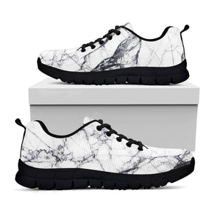 White Gray Scratch Marble Print Black Running Shoes