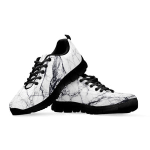 White Gray Scratch Marble Print Black Running Shoes