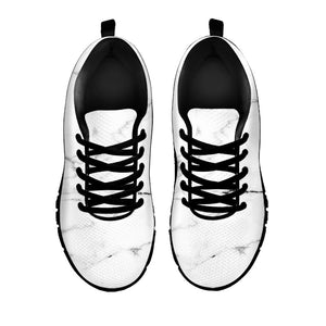 White Grunge Marble Print Black Running Shoes