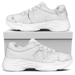White Grunge Marble Print White Chunky Shoes