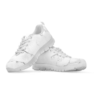 White Grunge Marble Print White Running Shoes