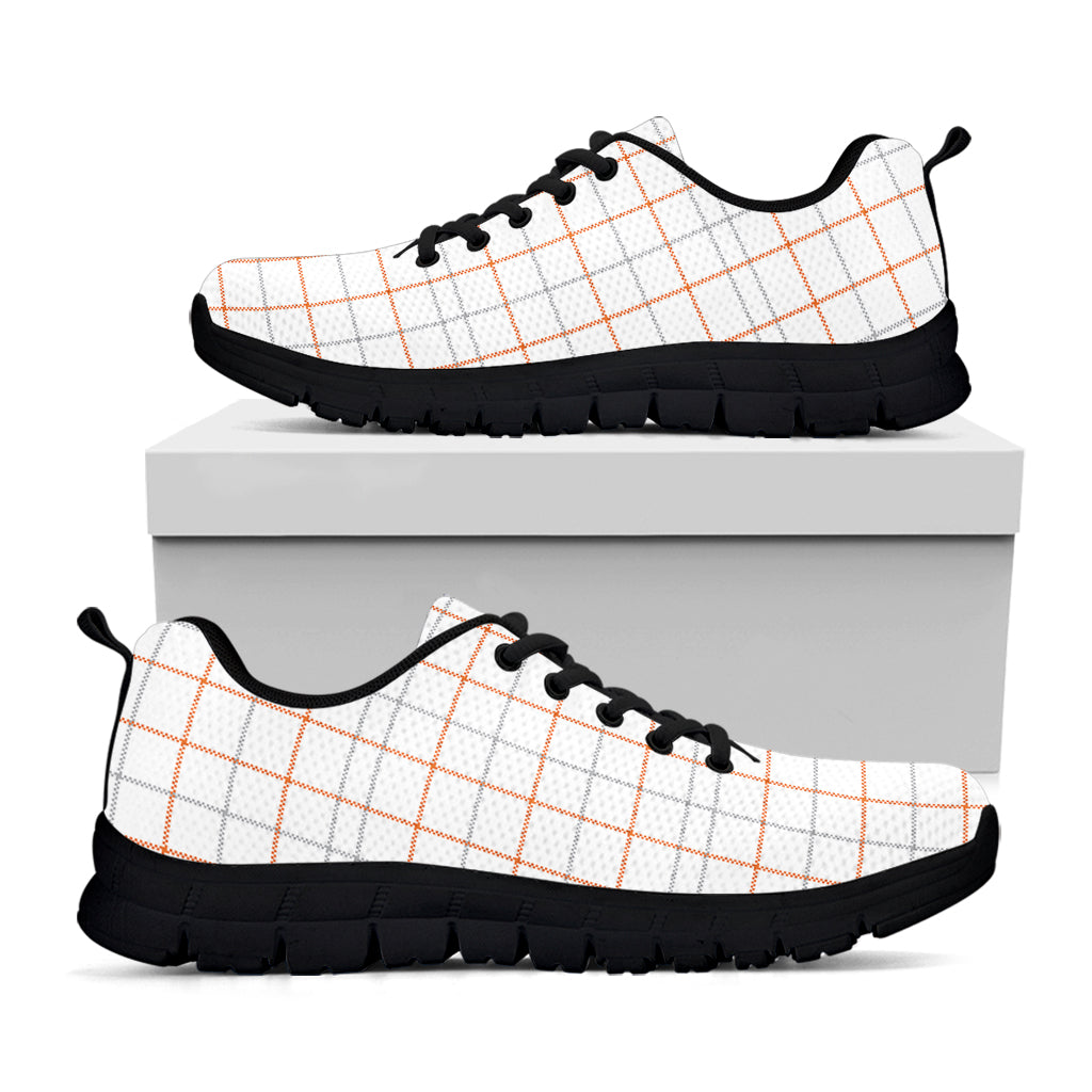 White Halloween Tattersall Pattern Print Black Running Shoes