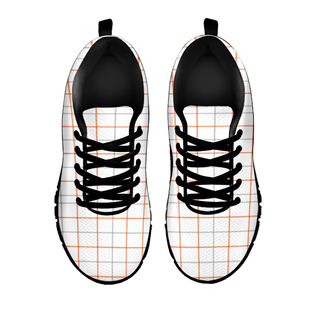 White Halloween Tattersall Pattern Print Black Running Shoes